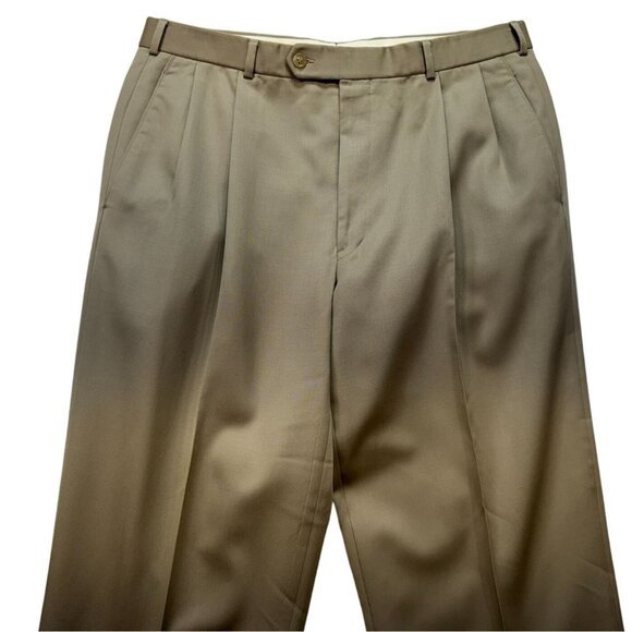 Brooks Brothers Mens Pleated Wool Dress Pants Size 36x26 Beige Tan - Picture 3 of 12
